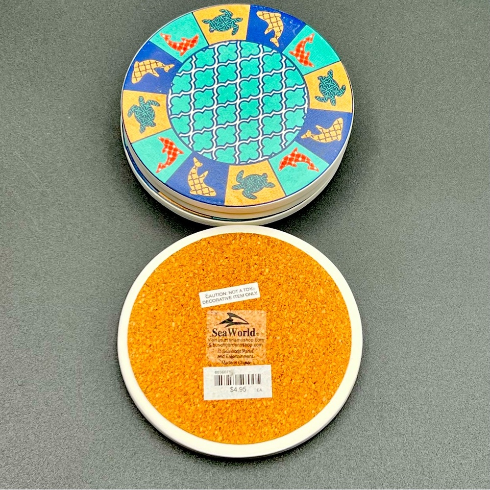 Sea World Absorbent Stone Coasters With Cork Backing (set of 4) - Moroccan Style - Picture 3 of 8